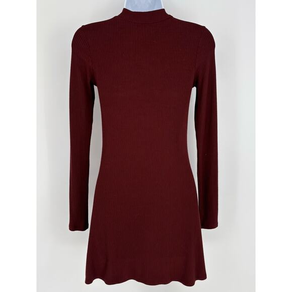 Aeropostale Brown Ribbed Choker Keyhole Fit and Flare Dress Size XS - Picture 4 of 7